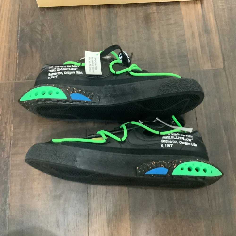 Nike Off-White Blazer Low Black Electro Green Size 7.5 DH7863-001 Mens Sneakers
